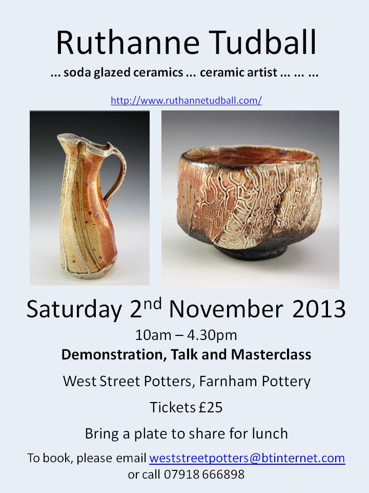 Ruthanne Tudball at West Street Potters – Saturday 2nd November