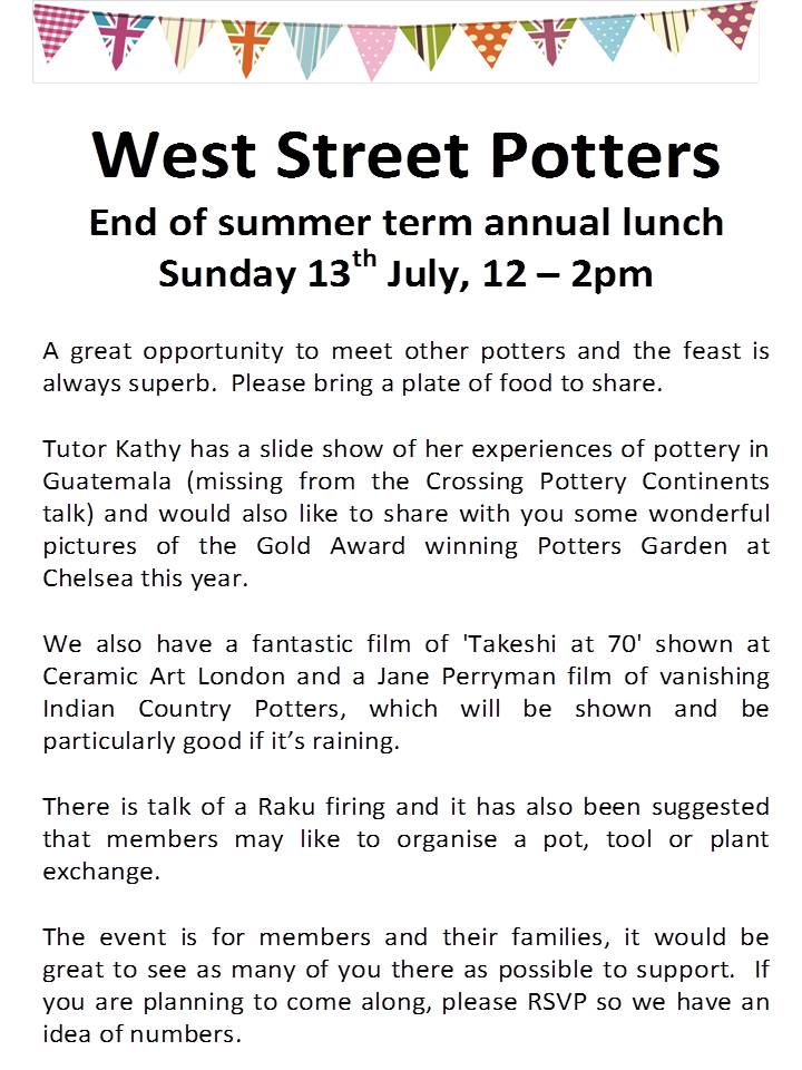 Summer End of Term Lunch – Sunday 13th July 2014