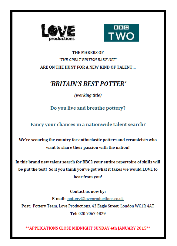 Pottery TV Programme looking for talent….