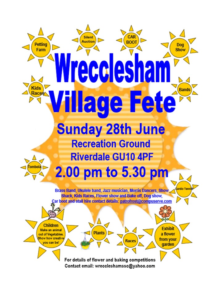 Wrecclesham Village Fete – Sunday 28th June