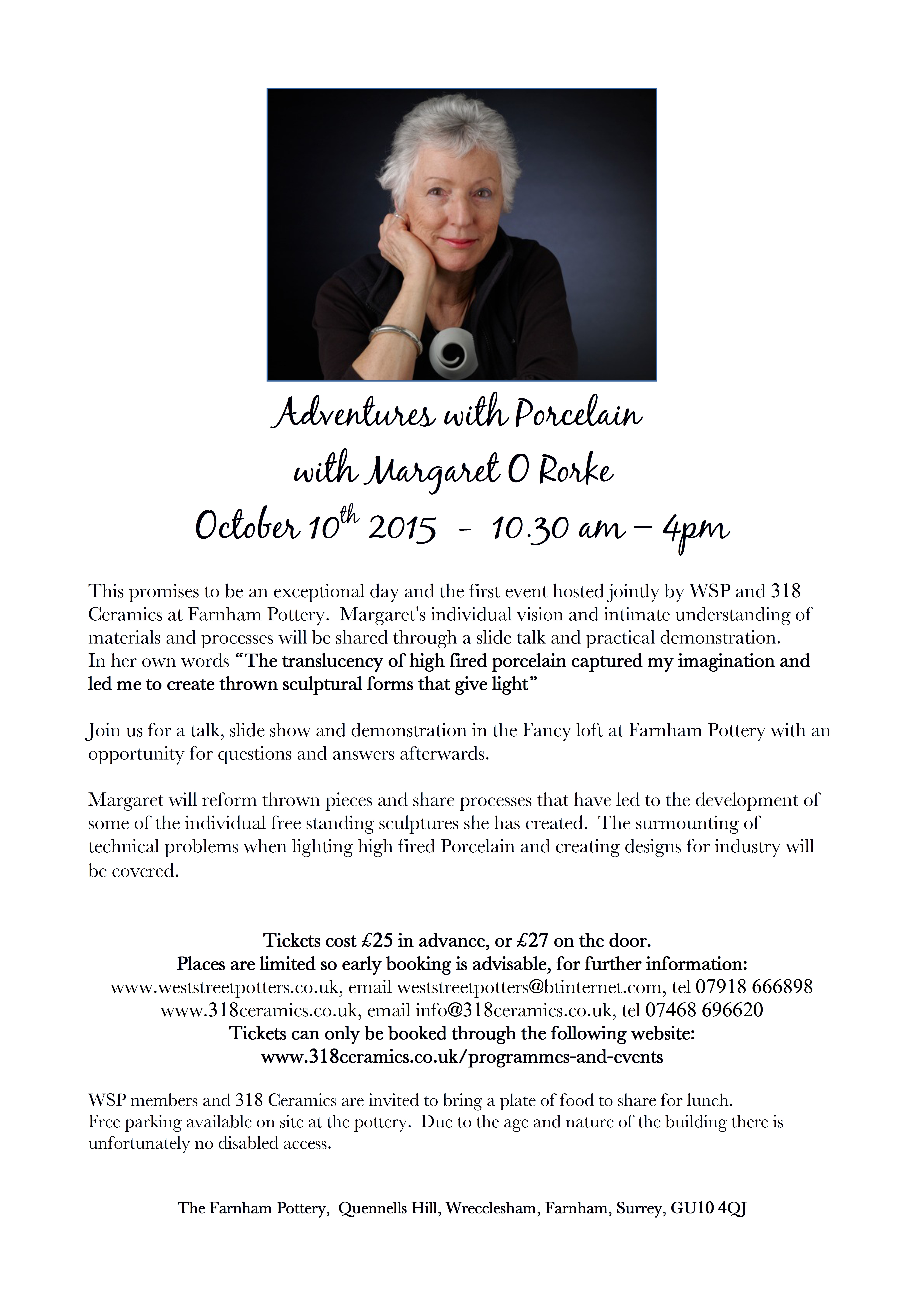 Margaret O Rorke – Adventures with Porcelain – Oct 10th 2015
