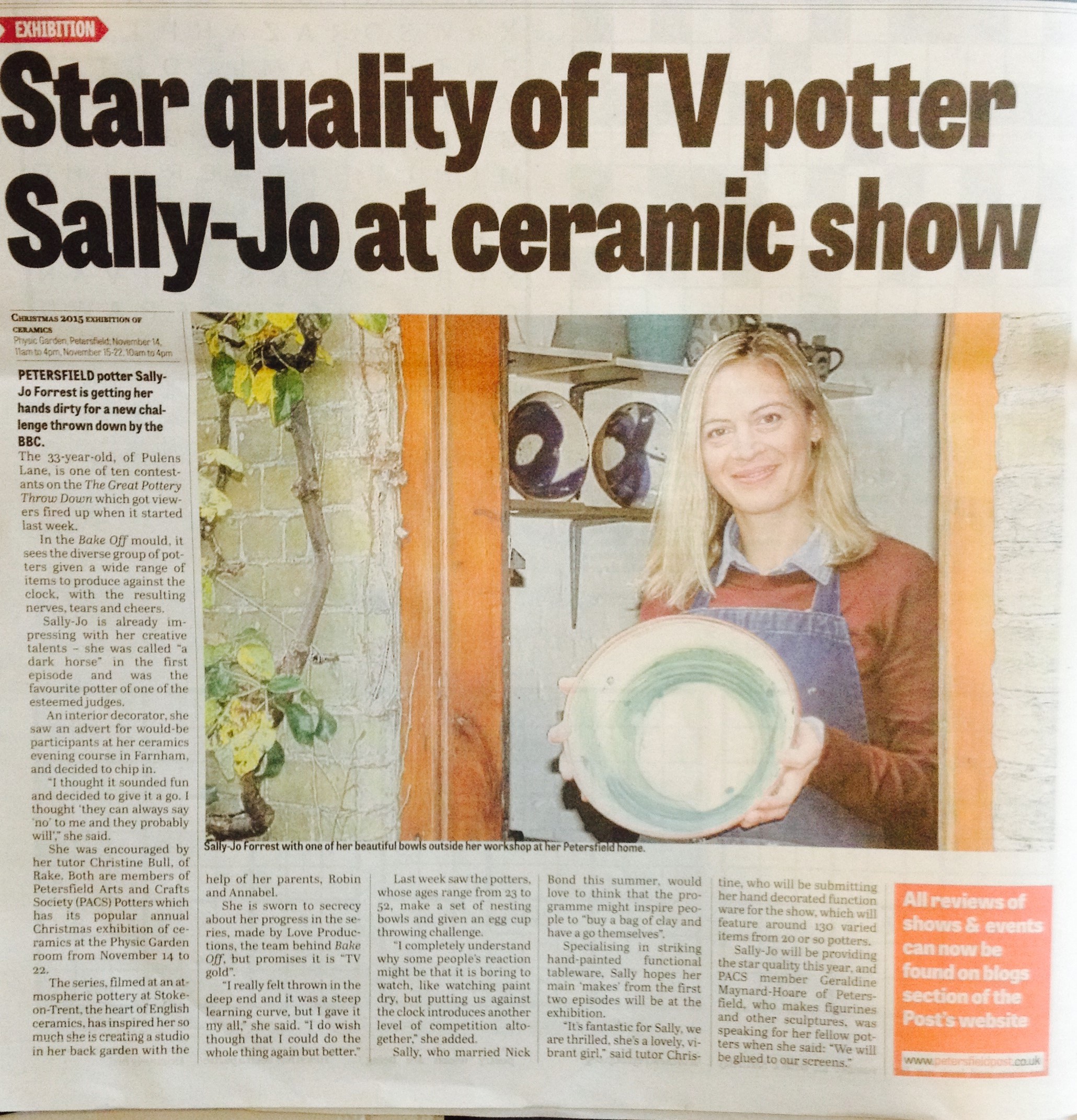 Sally-Jo’s pots on show at PACS Potters Exhibition