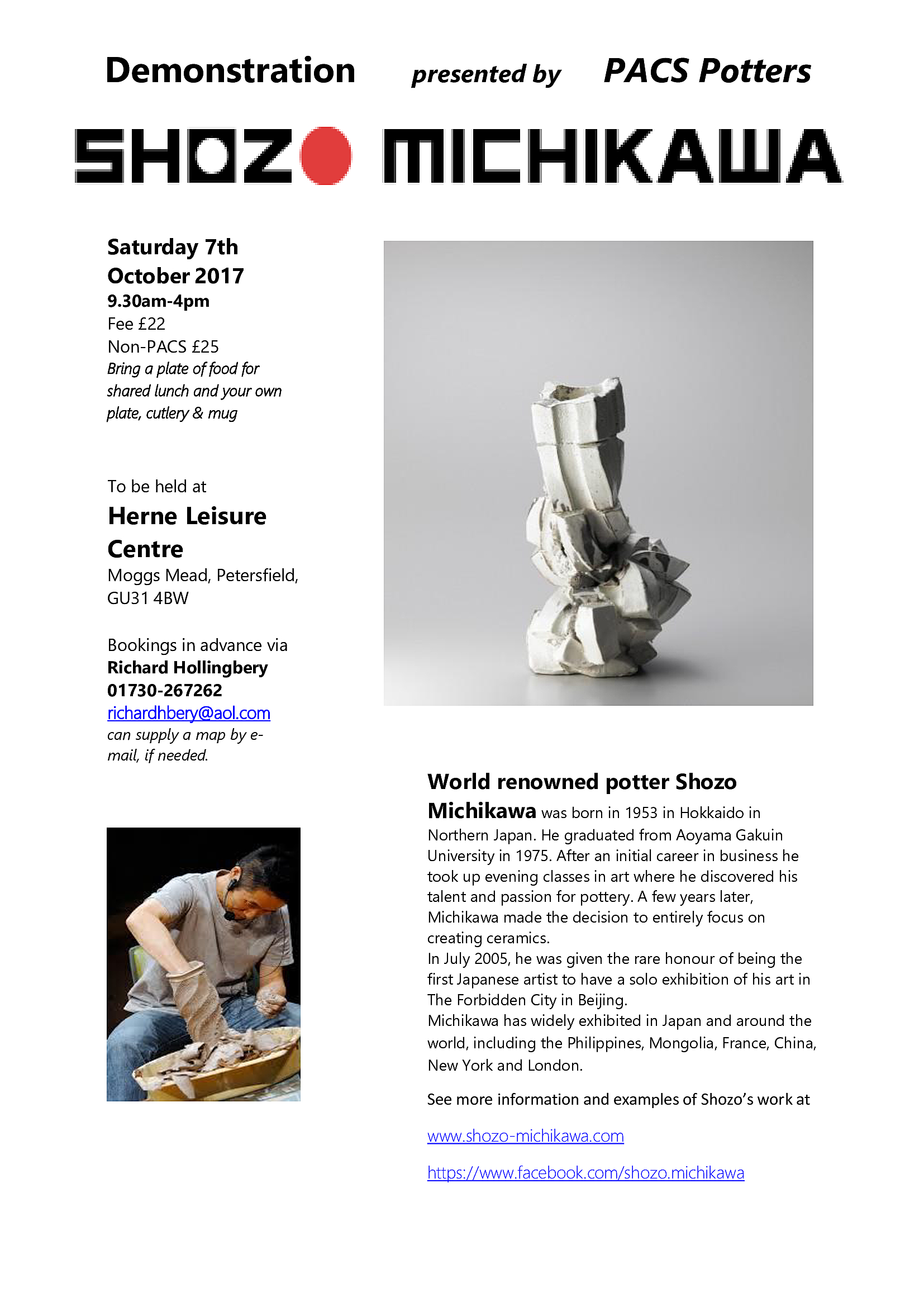 Shozo Michikawa – Demo at PACS Potters